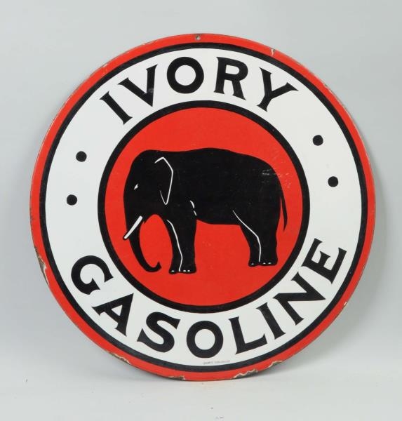 IVORY GASOLINE WITH ELEPHANT GRAPHICS SIGN.       