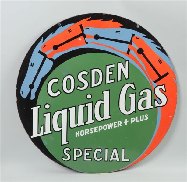 COSDEN LIQUID GAS WITH HORSE HEADS SIGN.          
