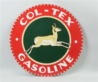COL-TEX GASOLINE WITH ANTELOPE GRAPHICS SIGN.     