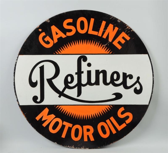 REFINERS GASOLINE MOTOR OIL WITH LOGO SIGN.       