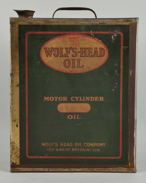 WOLFS HEAD OIL "MOTOR CYLINDER OIL" CAN.         