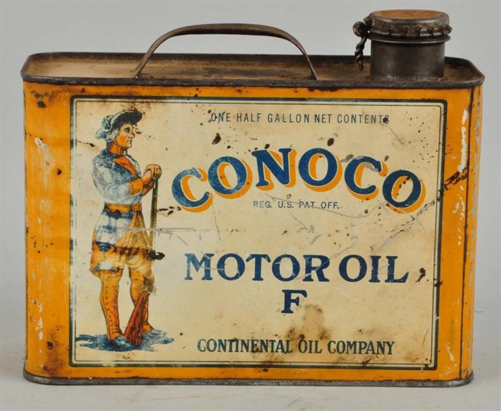 CONOCO MOTOR OIL "F" WITH MINUTEMAN GRAPHICS CAN. 