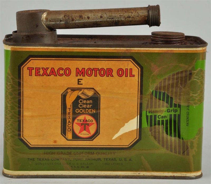 TEXACO (BLACK-T) MOTOR OIL "HANDY GRIP CAN" CAN.  
