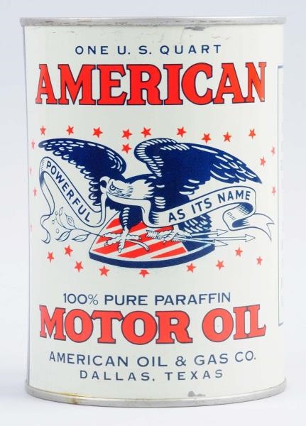 AMERICAN MOTOR OIL ONE QUART CAN WITH EAGLE LOGO. 