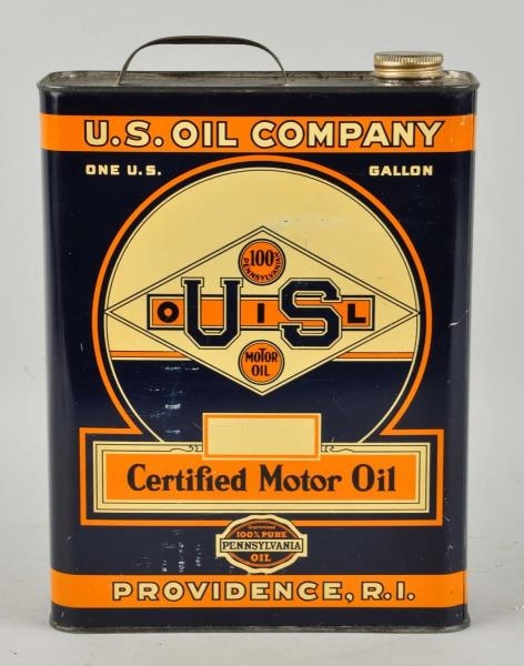U.S. OIL COMPANY ONE GALLON FLAT METAL CAN.       