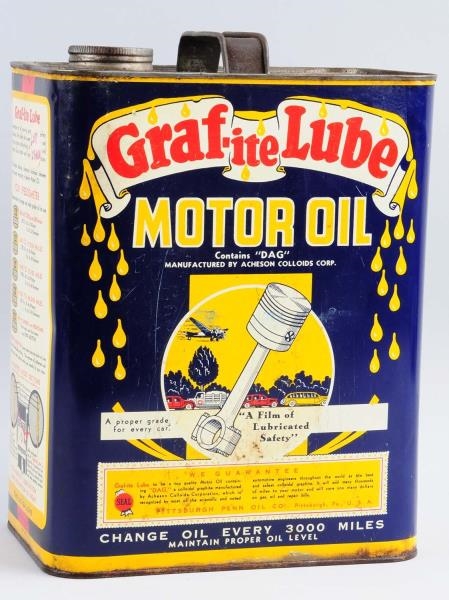 GRAF-ITE LUBE MOTOR OIL TWO GALLON RECTANGLE CAN. 