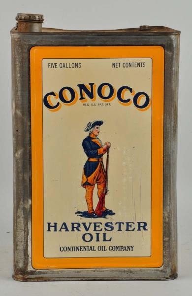 CONOCO HARVESTER OIL WITH MINUTEMAN LOGO CAN.     