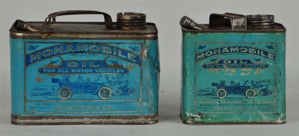 LOT OF 2:  MONAMOBILE OIL WITH CAR GRAPHICS CANS. 