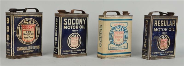 LOT OF 4: DIFFERENT SOCONY MOTOR OIL CANS.        