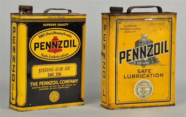 LOT OF 2:  PENNZOIL MOTOR OIL FLAT CANS.          
