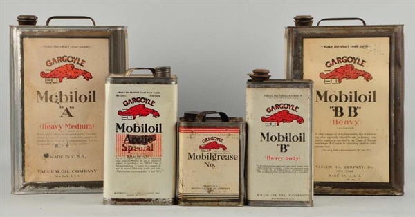 LOT OF 5: MOBILOIL SQUARE CANS.                   