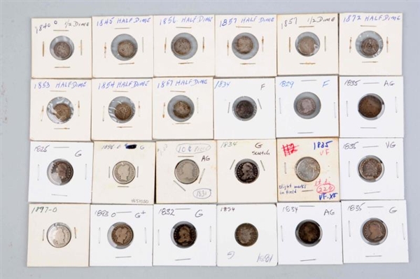 LOT OF  25: ASSORTED DIMES.                       