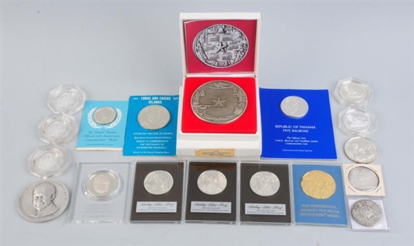 LOT OF ASSORTED STERLING AND .999 SILVER MEDALS.  