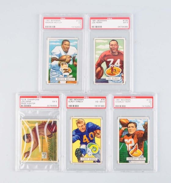 LOT OF 5: 1950S PSA GRADED SPORTS CARDS.          