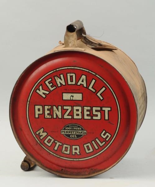 KENDALL PENZBEST MOTOR OIL FIVE GALLON ROCKER CAN.