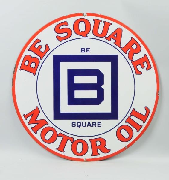 BE SQUARE MOTOR OIL WITH LOGO SIGN.               