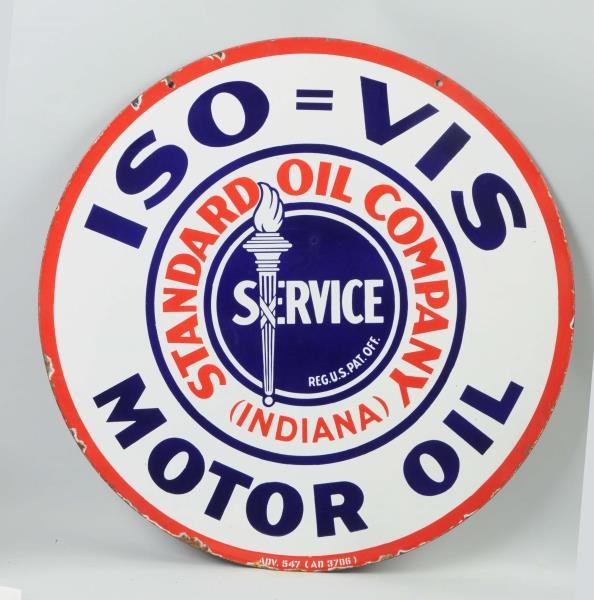STANDARD OIL ISO=VIS WITH TORCH LOGO SIGN.        