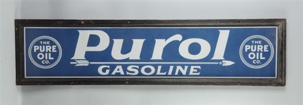 PUROL GASOLINE WITH ARROW LOGO SIGN.              