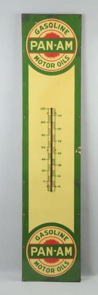 PAN-AM GASOLINE MOTOR OIL PORCELAIN THERMOMETER.  