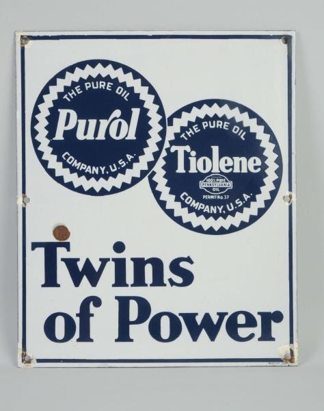  PUROL-TIOLENE "TWINS OF POWER" SIGN.             