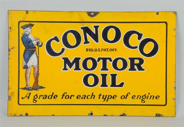 CONOCO MOTOR OIL WITH MINUTEMAN LOGO SIGN.        