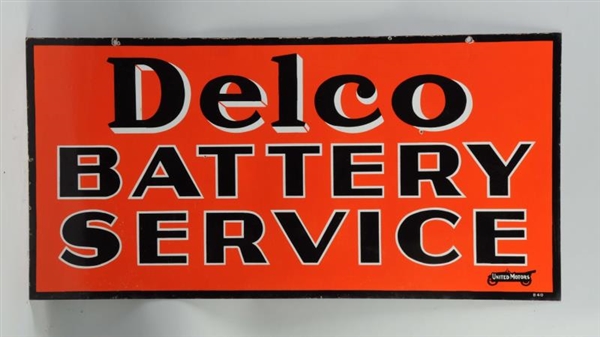 DELCO BATTERY SERVICE-UNITED MOTOR PORCELAIN SIGN.