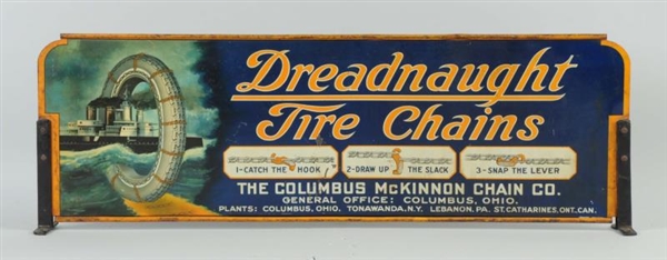 DREADNAUGHT TIRE CHAINS WITH GRAPHICS SIGN.       
