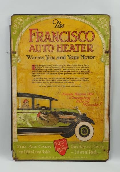THE FRANCISCO AUTO HEATER WITH NICE GRAPHICS SIGN.