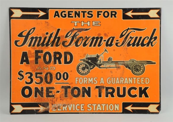 SMITH FORM-A-TRUCK FORD TIN SIGN.                 