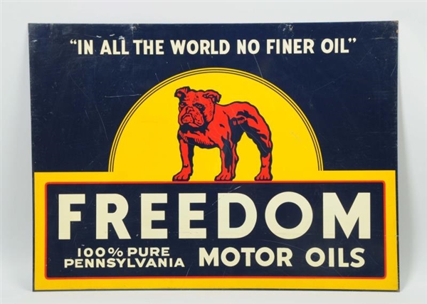 FREEDOM 100% PURE PENNSYLVANIA MOTOR OILS SIGN.   