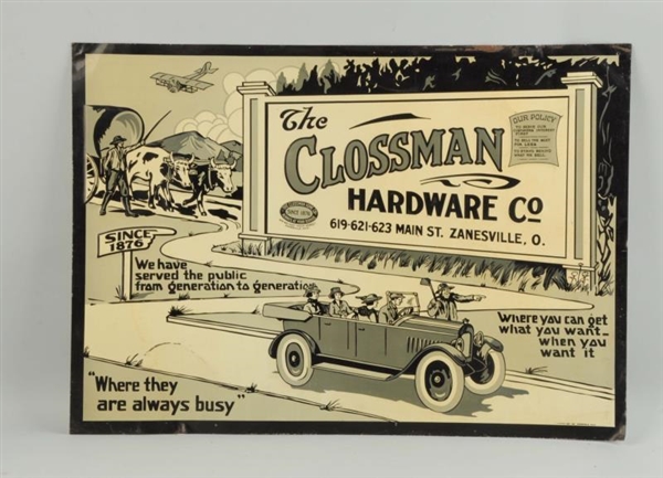 THE CLOSSMAN HARDWARE CO WITH TOURING CAR SIGN.   