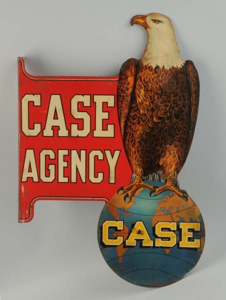 CASE AGENCY (AUTO) WITH OLD ABE TIN FLANGE SIGN.  