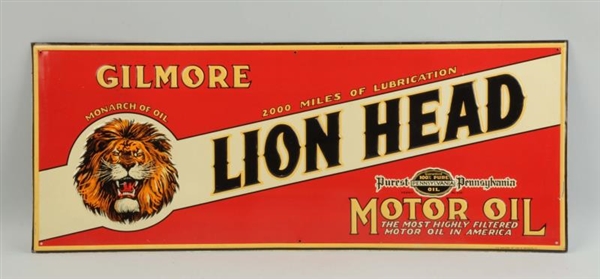 GILMORE LION HEAD MOTOR OIL WITH LOGO SIGN.       