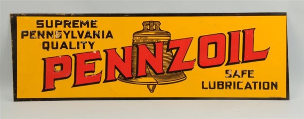 PENNZOIL "SAFE LUBRICATION" WITH BELL TIN SIGN.   