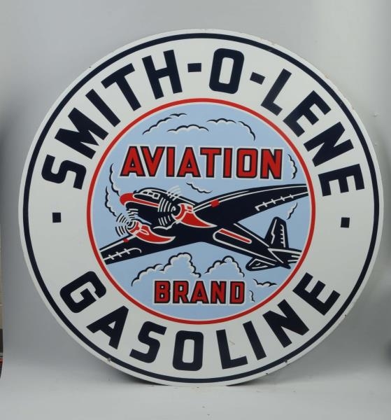 SMITH-O-LENE AVIATION BRAND GASOLINE SIGN.        