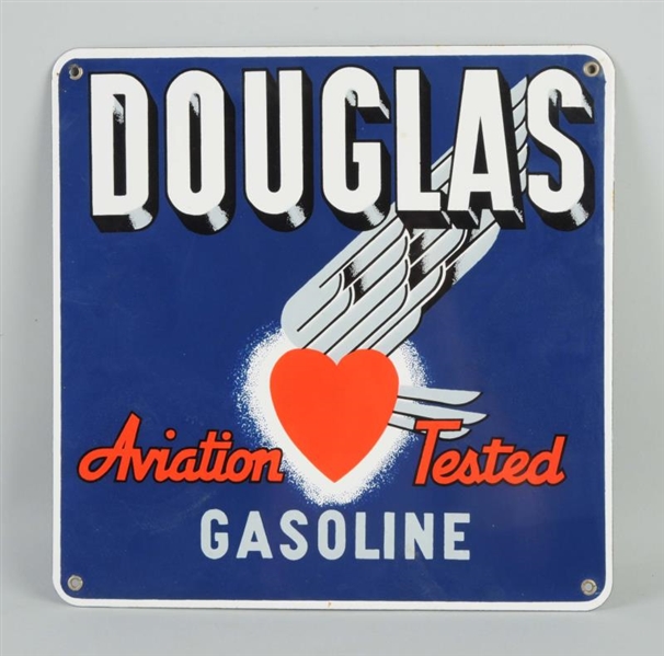 DOUGLAS AVIATION TESTED GASOLINE WINGED HEART SIGN