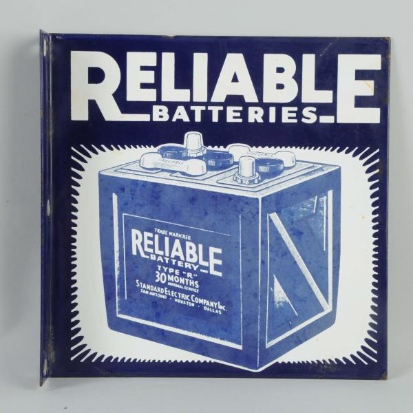 RELIABLE BATTERIES WITH BATTERY GRAPHICS SIGN.    