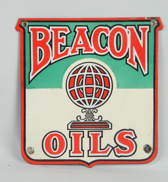 BEACON OILS WITH GLOBE LOGO SIGN.                 