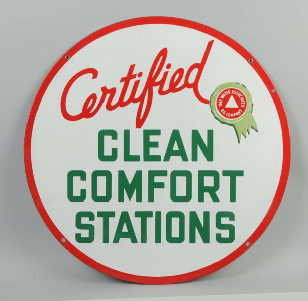 ASSOCIATED CERTIFIED CLEAN COMFORT STATION SIGN.  