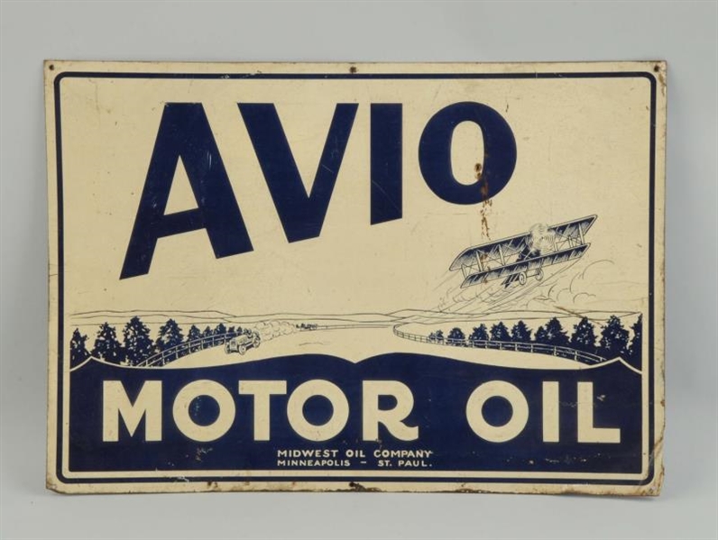 AVIO MOTOR OIL TIN ADVERTISING SIGN.              