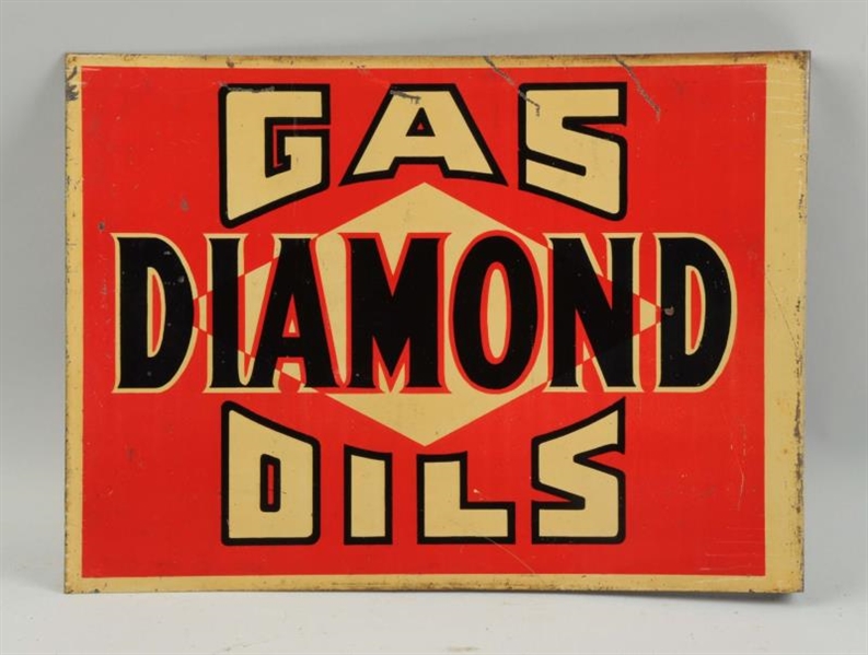 DIAMOND GAS OILS TIN FLANGE SIGN.                 