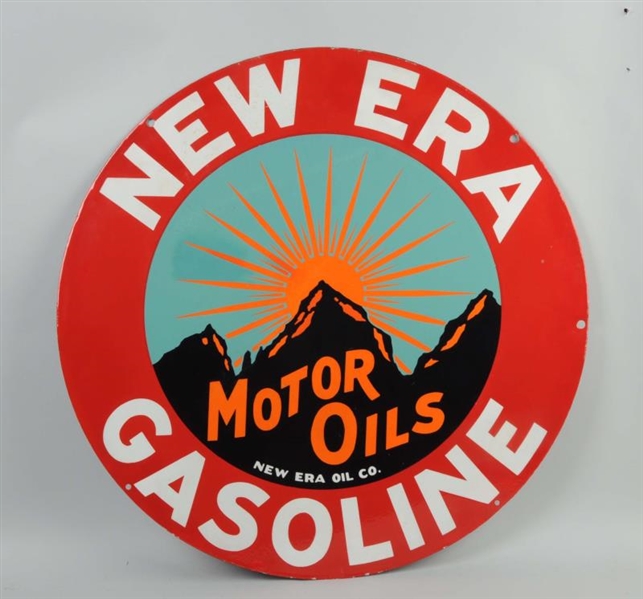 NEW ERA GASOLINE MOTOR OIL SIGN - RESTORED.       