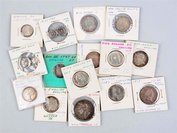 LOT OF 17: EARLY ENGLISH COINS.                   