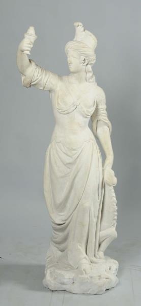 LARGE 19TH C. ITALIAN CARVED MARBLE MAIDEN FIGURE.