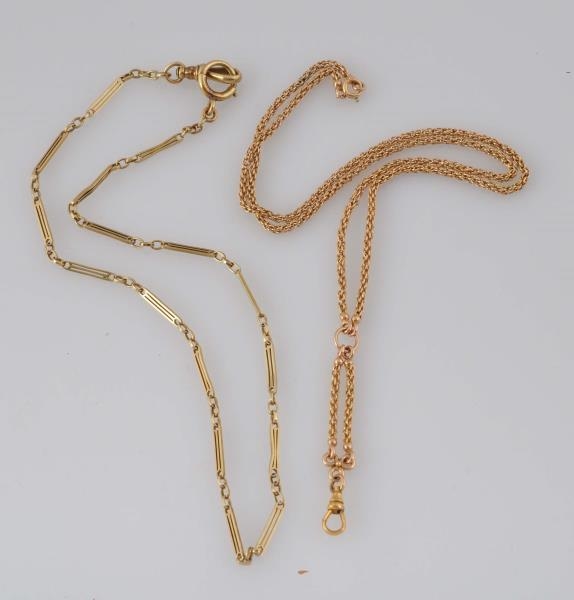 LOT OF 2: YELLOW GOLD CHAINS.                     