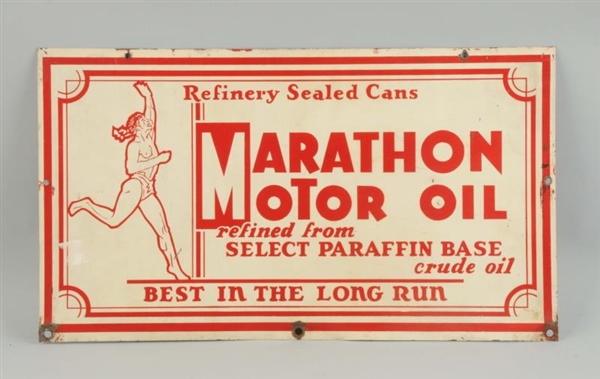 MARATHON MOTOR OIL "REFINERY SEALED" CANS SIGN.   