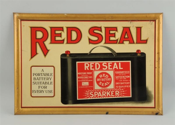 RED SEAL DRY BATTERY WITH BATTERY GRAPHICS SIGN.  