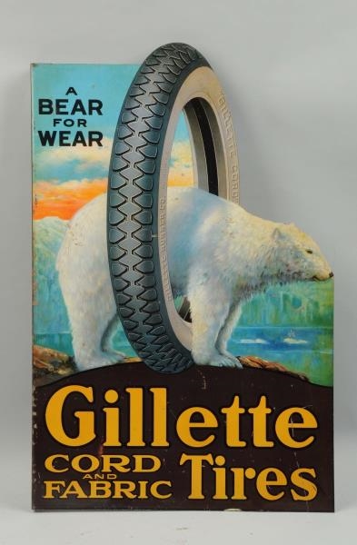 GILLETTE TIRES "A BEAR FOR WEAR" SIGN.            