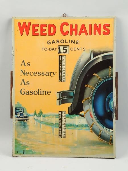 WEED CHAINS "AS NECESSARY AS GASOLINE" SIGN.      