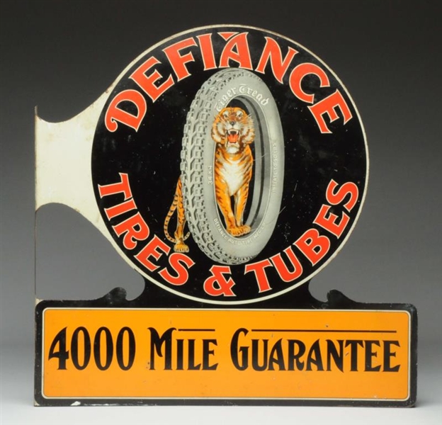 DEFIANCE TIRES AND TUBES WITH TIGER LOGO SIGN.    